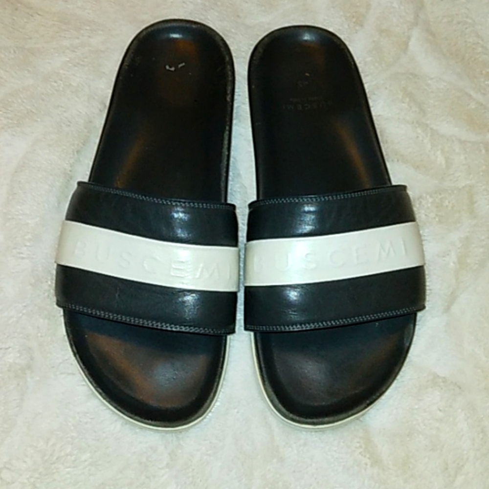 BUSCEMI CALFSKIN LEATHER SLIDES EU 43 US 10